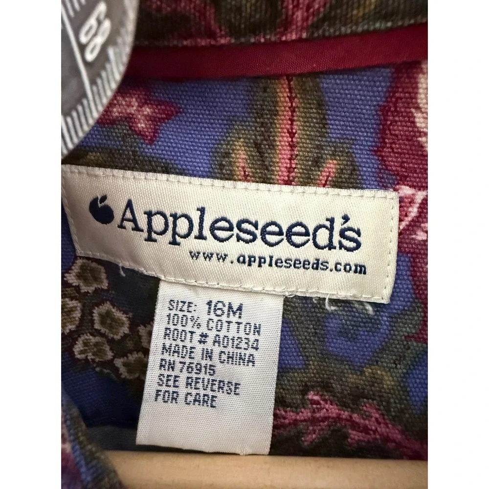 Appleseeds's floral chore coat blazer botanical‎ print periwinkle size 16M